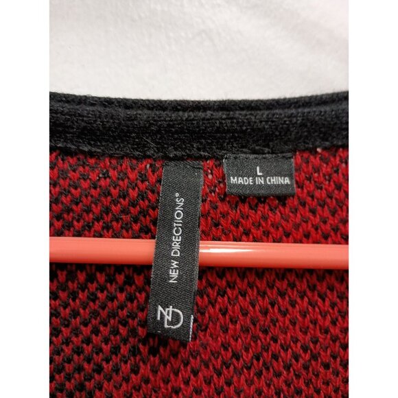 ND New Directions Womens Long Line Cardigan Large Red Black Floral Sweater - Picture 4 of 7